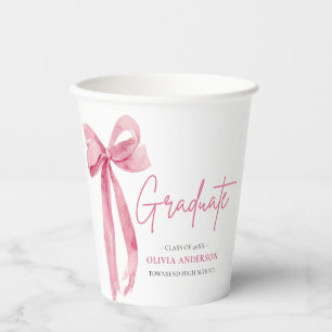 Vasos De Papel Graduación de Graduado de Coquette de Bow Rosado M