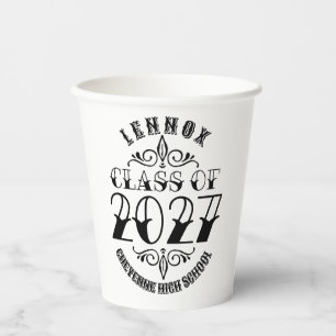 Vasos De Papel Graduación de la Clase 2027 al Estilo Tat