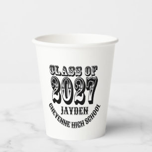 Vasos De Papel Graduación de la Clase Occidental de 2027