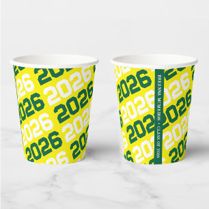 Vasos De Papel Graduación de la promoción de Yellow & Green Class