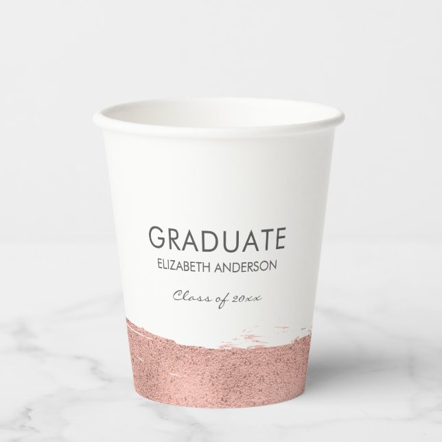 Vasos De Papel Graduación de pincel de oro Rosa (Anverso)