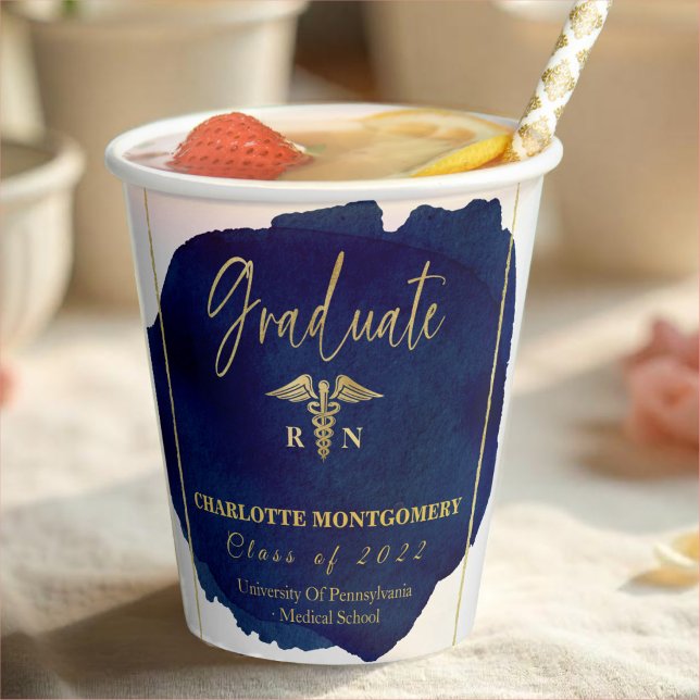 Vasos De Papel Graduación del Caduceus Médico de Enfermera con Re (Subido por el creador)