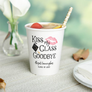 Vasos De Papel Graduación divertida para besar a mi clase
