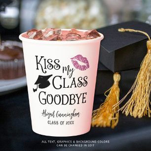 Vasos De Papel Graduación Divertido BESO MI CLASE DE ADIÓS Nombre
