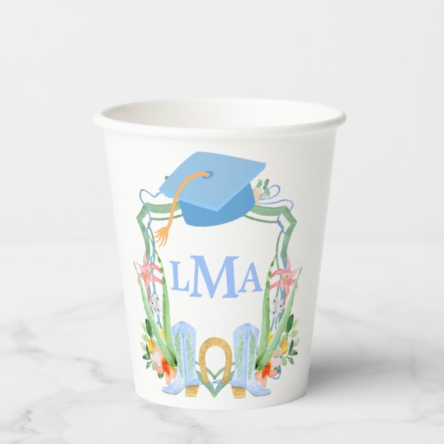 Vasos De Papel Graduación en monograma precoz de la niña del sur (Anverso)