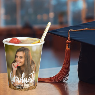 Vasos De Papel Graduación Foto Negrita Personalizado de guiones G
