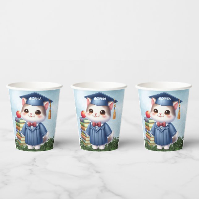 Vasos De Papel Graduación infantil Chica de gatos lindo (Multi)