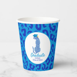 Vasos De Papel Graduación Leopardos azules