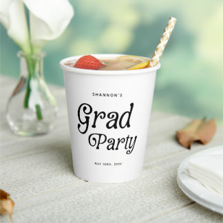 Vasos De Papel Graduación mínima de Fiesta de grado retro