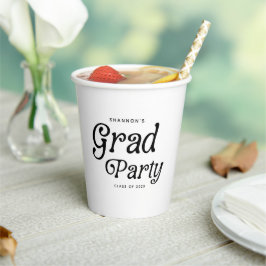 Vasos De Papel Graduación mínima de Fiesta de grado retro