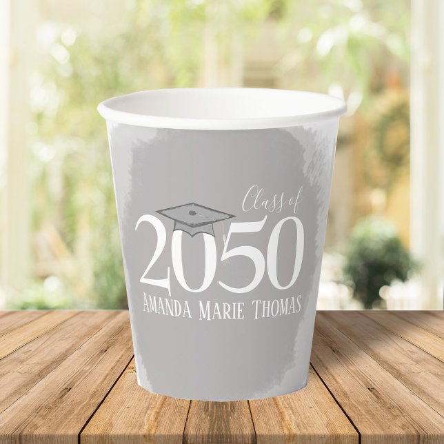 Vasos De Papel Graduación Moderna Clase De Mortarboard Minimalist (Subido por el creador)