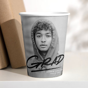 Vasos De Papel Graduación moderna de fotografía de color negro co