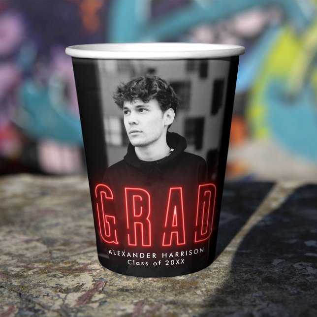 Vasos De Papel Graduación moderna de neón rojo (Subido por el creador)