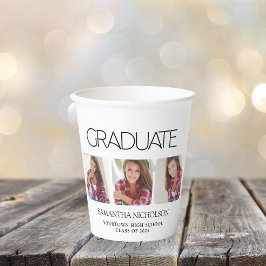 Vasos De Papel Graduación Moderna y Elegante de 3 Fotos