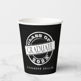 Vasos De Papel Graduación negra moderna personalizado
