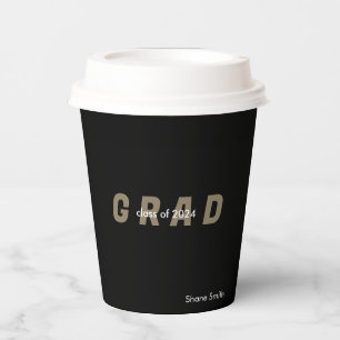 Vasos De Papel Graduación negra personalizada contemporánea