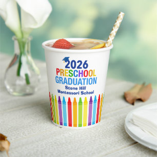 Vasos De Papel Graduación personalizada de preescolar 2026 Fiesta