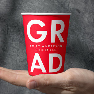 Vasos De Papel Graduación rojiza negrita
