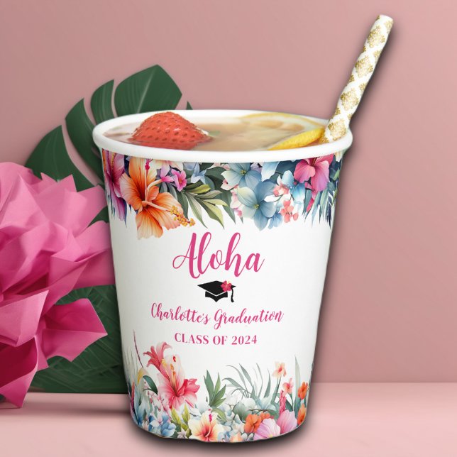 Vasos De Papel Graduación tropical Aloha Luau 2024 (Subido por el creador)