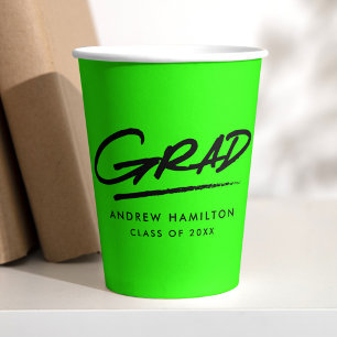 Vasos De Papel Graduación verde de pelo largo y desvanecido moder