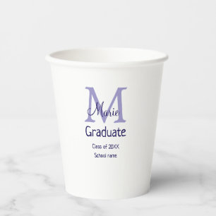 Vasos De Papel Graduado añadir nombre monograma púrpura simple mí