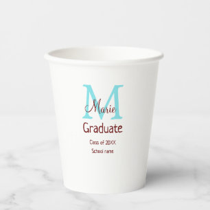 Vasos De Papel Graduado añadir nombre monograma verde rosa simple