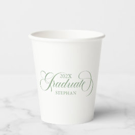 Vasos De Papel Graduado Elegante Tipografía Script Verde Salvia