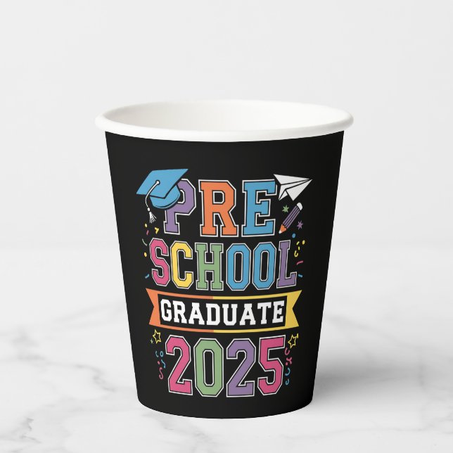 Vasos De Papel Graduado Preescolar 2025 Escuela Preescolar K (Anverso)