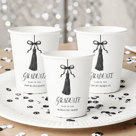 Vasos De Papel Graduate Black Bow Tassel Graduation Party