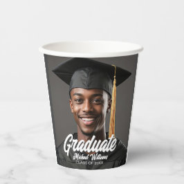 Vasos De Papel Graduate Photo w Bold Script Graduation Party