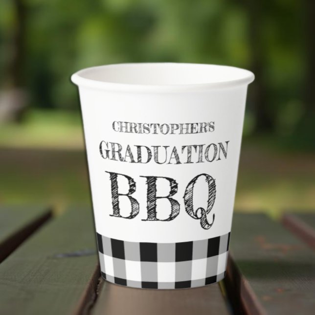 Vasos De Papel Graduation BBQ Gingham (Subido por el creador)