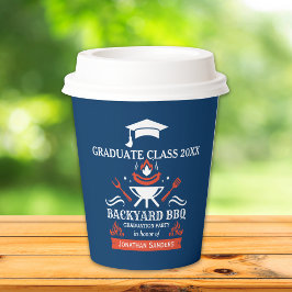 Vasos De Papel Graduation BBQ Party Backyard Navy Blue