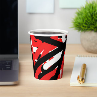 Vasos De Papel Graffiti negro, blanco y rojo