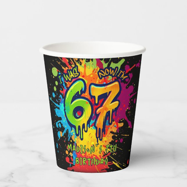 Vasos De Papel  Graffiti Six Seven Kids 7th Birthday Paper Cups (Anverso)