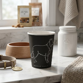 Vasos De Papel Gráfica de perro de arte de línea minimalista de B