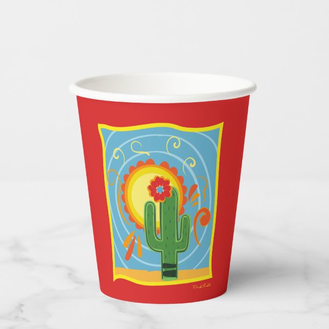 Vasos De Papel Gráfico de Frida Kahlo Cactus (Anverso)