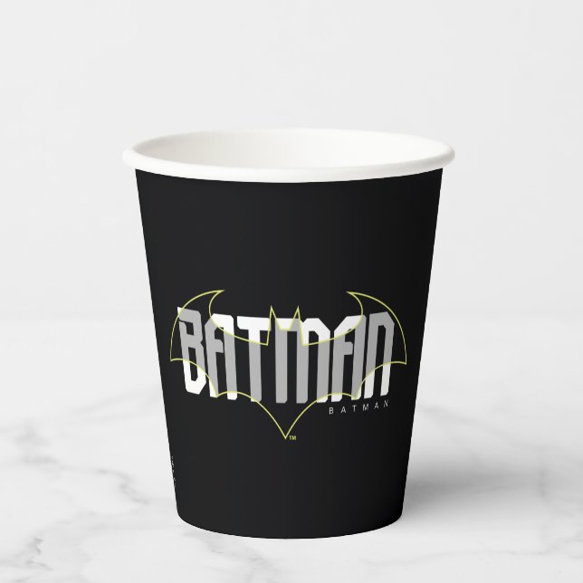 Vasos De Papel Gráfico de nombre de alta tecnología de Batman (Anverso)