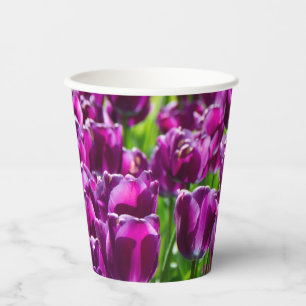 Vasos De Papel Gran campo de tulipanes morados