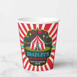 Vasos De Papel Gran carnaval de Circo Superior Primer cumpleaños