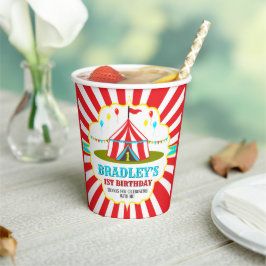 Vasos De Papel Gran carnaval de Circo Superior Primer Cumpleaños
