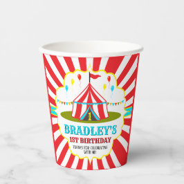 Vasos De Papel Gran carnaval de Circo Superior Primer Cumpleaños