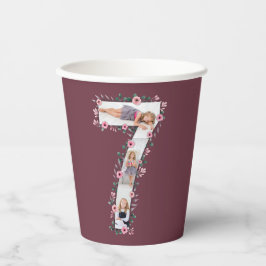 Vasos De Papel Gran Chica de cumpleaños Collage de fotos Flor ros