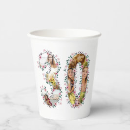 Vasos De Papel Gran Collage de fotos blanco de flor rosada de cum