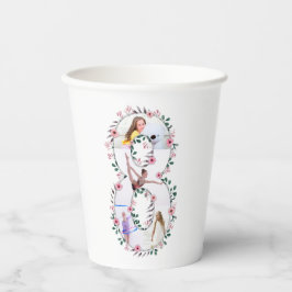 Vasos De Papel Gran Collage de fotos Chica de cumpleaños 8 Flor r