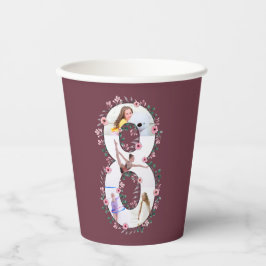 Vasos De Papel Gran Collage de fotos Chica de cumpleaños 8 Flor r