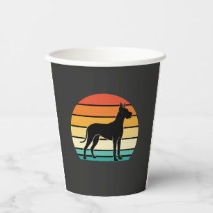 Vasos De Papel Gran Danés Silueta de Perro Atardecer Retro