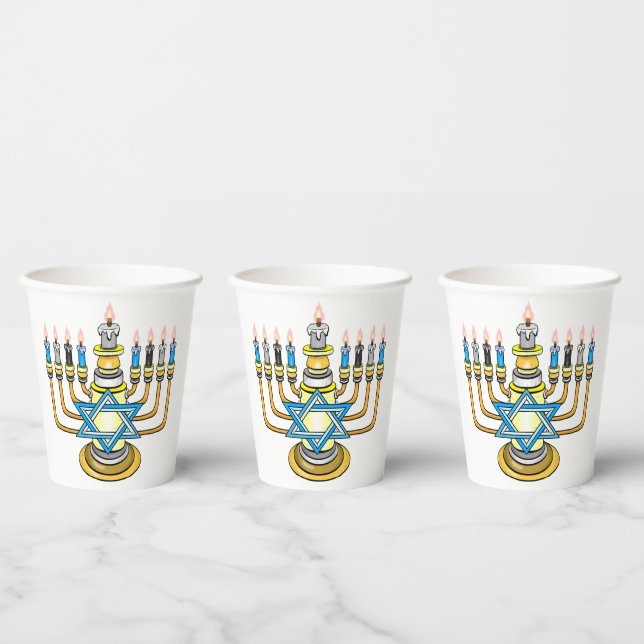 Vasos De Papel Gran Feliz Hanukkah (Multi)