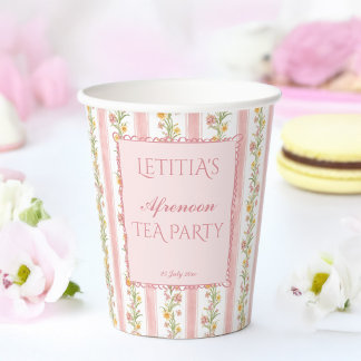 Vasos De Papel Gran fiesta del té milenaria baby shower monograma