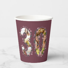 Vasos De Papel Gran mujer Collage de fotos de flores rosadas en c