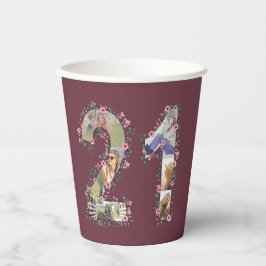 Vasos De Papel Gran mujer Collage de fotos de flores rosadas en c